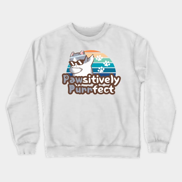 Pawsitively Purrfect cool cat and sunset Crewneck Sweatshirt by suhwfan